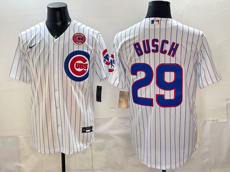 Men Chicago Cubs #29 Busch White Stripe Game 2026 Nike MLB Jersey style 006